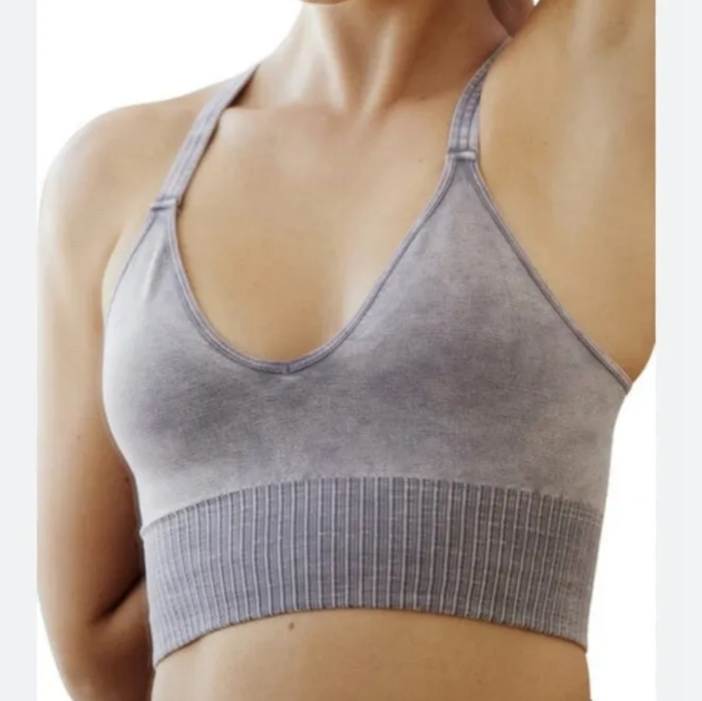 NWOT Free People Movement Good Karma Crop Tank Light Gray